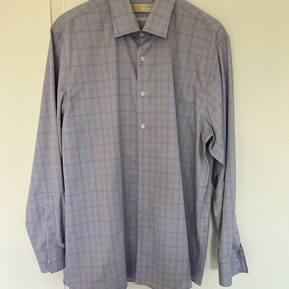 Michael Kors Non-Iron Dress Shirt Men's Size 16.5 - 34/35 Lavender/lLight Blue